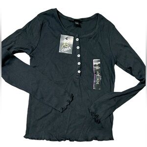 LAST CHANCE / Art Class black ribbed Henley / girls XL / 14
